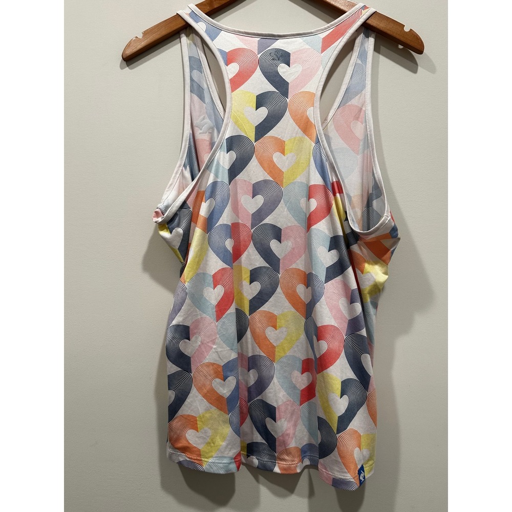 Rabbit Running Tank Top Womens Large Heart Print Racerback Performance Shirt LG - Picture 4 of 5